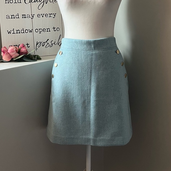 LOFT Dresses & Skirts - Loft NWOT Blue Wool Blend Button Pocket Shift Skirt